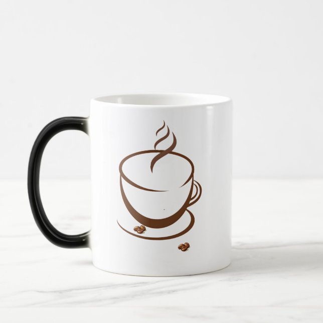 Minimalist Coffee Cup Line Art Mug with Roasted Be (Gauche)