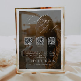 Minimalist College Fund w/ Photo & 3 QR Codes Poster