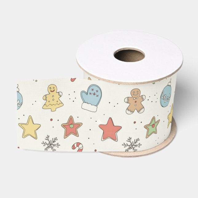 Minimalist Cookie Doodles Christmas Ripsband (Spule)