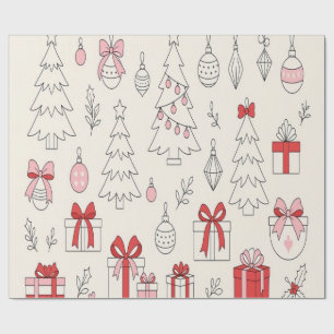 Minimalist Coquette Schleife Weihnachtsbaum Verpac Geschenkpapier