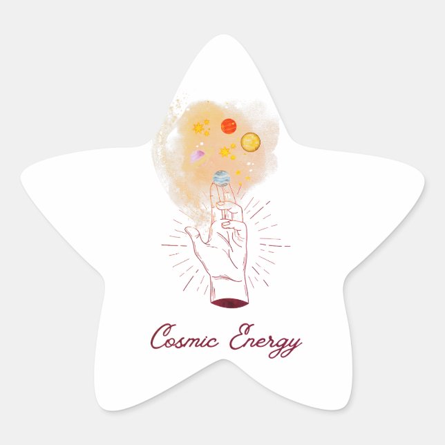 Minimalist Cosmic Hand Sticker - Celestial Line Ar (Vorderseite)