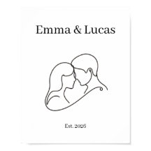 Minimalist Couple Linienkunst Individuelle Namen