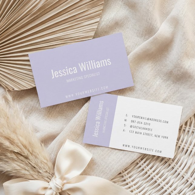 Minimalist Customizable Professional Lavender Visitenkarte (Von Creator hochgeladen)