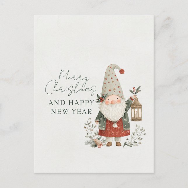 Minimalist Cute Christmas Gnome Postkarte (Vorderseite)