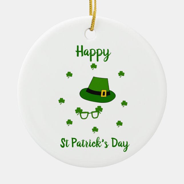 Minimalist  Cute Happy St Patrick's Day   Keramik Ornament (Vorne)