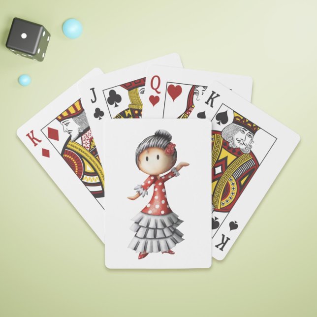 Minimalist Cute Sevillana Dancer Illustration Spielkarten (Minimalist Cute Sevillana Dancer Illustration Playing Cards)