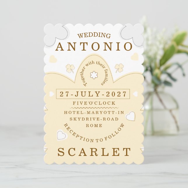 Minimalist Cute Wedding  Warm And Modern Aesthetic Einladung (Stehend Vorderseite)