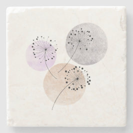 Minimalist Dandelion Wishes Boho Neutral Warm Steinuntersetzer