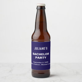 Minimalist Dark Blue Bachelor Party Bierflaschenetikett