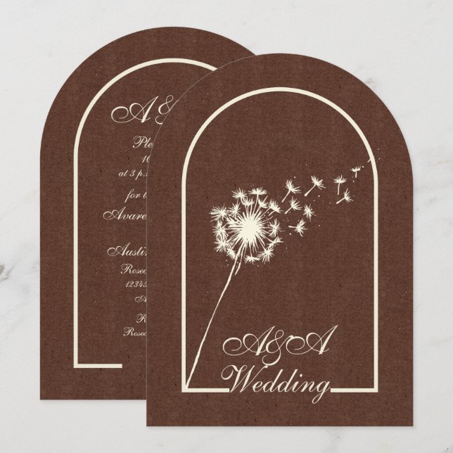 Minimalist Dark Brown and Ivory Arch Wedding  Einladung (Vorne/Hinten)
