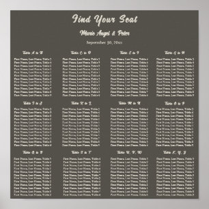 Minimalist Dark Espresso Braun 12x12 Sitzplan  Poster
