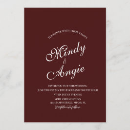 Minimalist Deep Burgundy Script Wedding Einladung