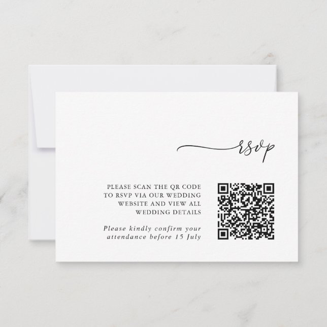 Minimalist Details & QR Code Wedding RSVP Card (Dos)