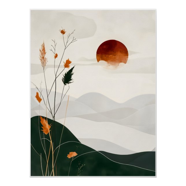 Minimalist digital poster "Abstract Sunset" (Vorderseite)