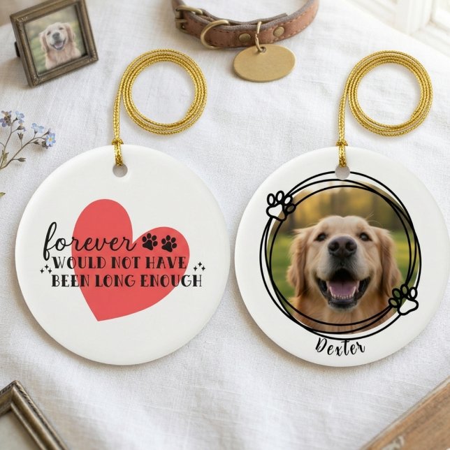 Minimalist Dog Mom Memorial Paw Print Keramik Ornament (Minimalist dog memorial ornament)