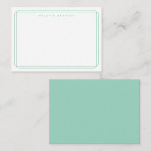 Minimalist doppelte Kurven-Hell-Teal-Rahmen Name Mitteilungskarte