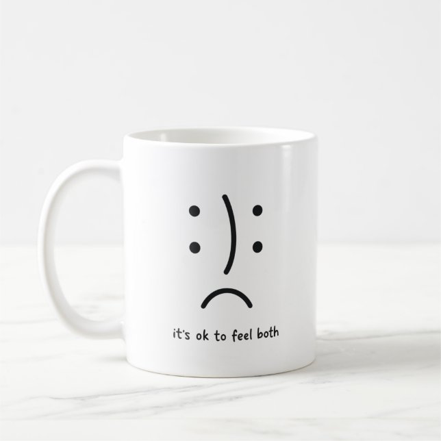 Minimalist Dual Emotion Face Mug Kaffeetasse (Links)