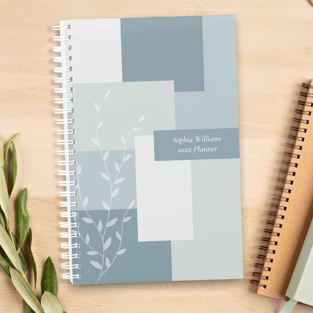 Minimalist Dusty Blue Abstract Botanical Planner Planer (Von Creator hochgeladen)