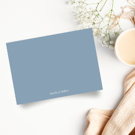 Minimalist Dusty Blue Elegant Wedding Custom Dankeskarte