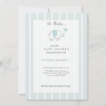 Minimalist Dusty Blue Oh Baby Elephant Sketch 