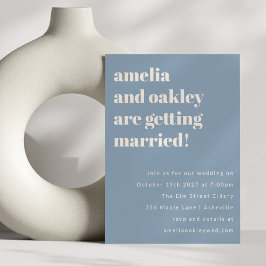 Minimalist Dusty Blue Retro Simple Wedding Website Einladung