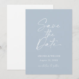 Minimalist Dusty Blue Save the Date Invitation Einladung