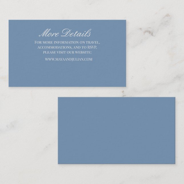 Minimalist Dusty Blue Wedding Begleitkarte (Vorne/Hinten)