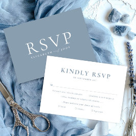 Minimalist Dusty Blue Wedding RSVP Card Karte