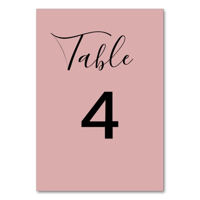 Minimalist Dusty Pink Wedding Tischnummer (Vorderseite)