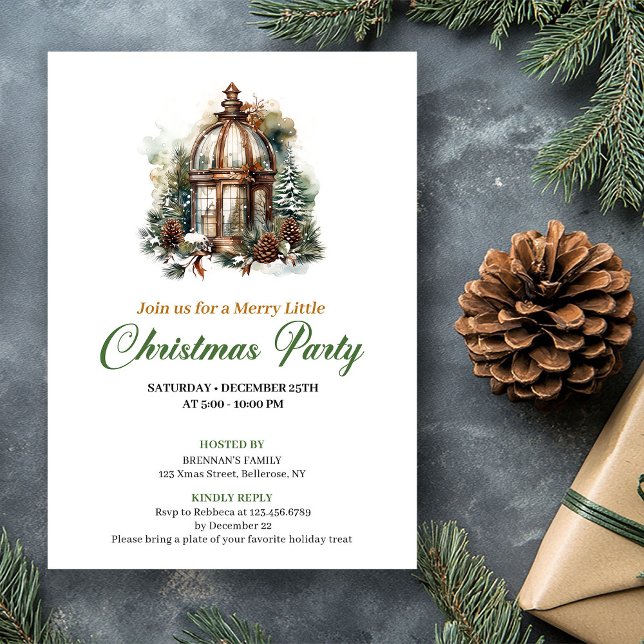 Minimalist Earthy Colors Christmas Lantern Party  Einladung (Minimalist Earthy Colors Christmas Lantern Party Invitation)