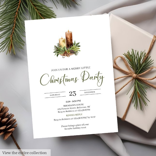 Minimalist Earthy Red Green Rustic Christmas Party Einladung (Minimalist Earthy Red Green Rustic Christmas Party

)