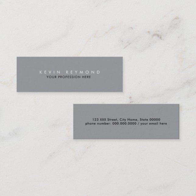 Minimalist Einfach Grau Professionell Mini Visitenkarte (Vorne/Hinten)