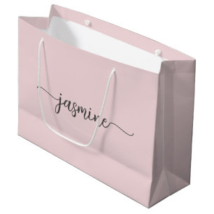Minimalist Einfach Rosa Monogramm Weibliches Skrip Große Geschenktüte