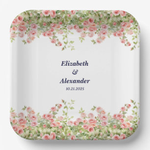 Minimalist einfache hübsche Rosenrebe florale Hoch Pappteller