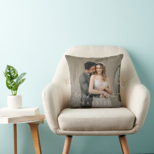 Minimalist einfaches Foto elegante Neuvermählte We Kissen