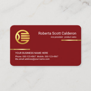 Minimalist einfaches Gold Linien auf roter Schicht Visitenkarte