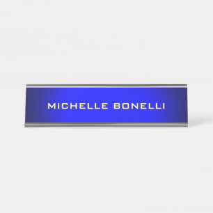 Minimalist einfaches modernes Blau Grau Schreibtischnamensplakette
