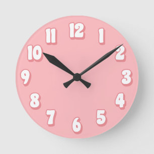 Minimalist einfaches Pastellrosa Weiß Retro  Runde Wanduhr