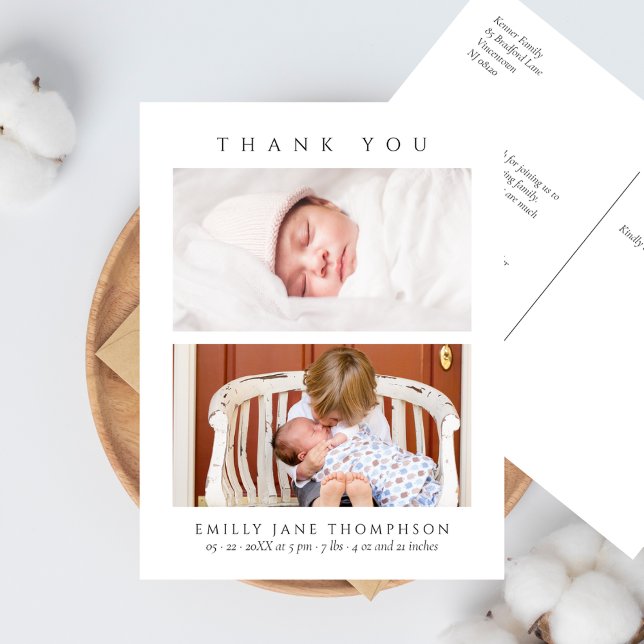 Minimalist Elegant 2 Photos Baby Shower Postkarte (Von Creator hochgeladen)