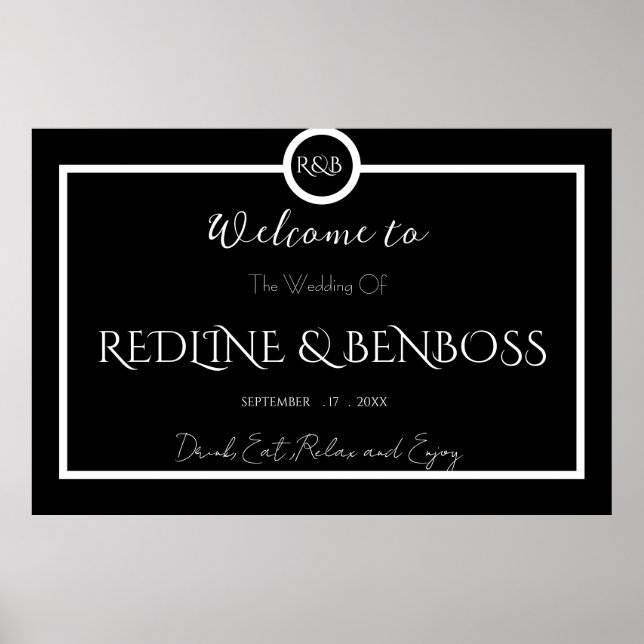 Minimalist Elegant Black and White Wedding Poster (Vorne)