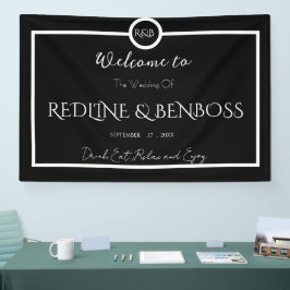 Minimalist Elegant Black and White Wedding Poster Banner