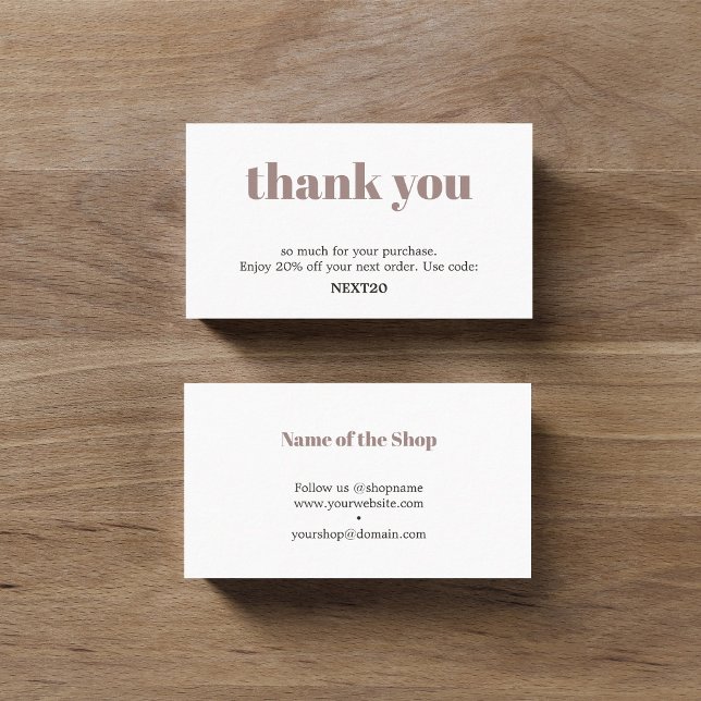 Minimalist Elegant Black White Pastel Thank You Rabattkarte (Von Creator hochgeladen)
