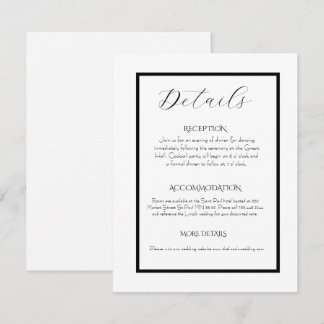 Minimalist Elegant Black & White Wedding  Begleitkarte