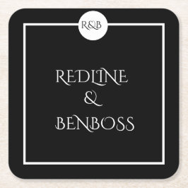 Minimalist Elegant Black & White Wedding  Rechteckiger Pappuntersetzer
