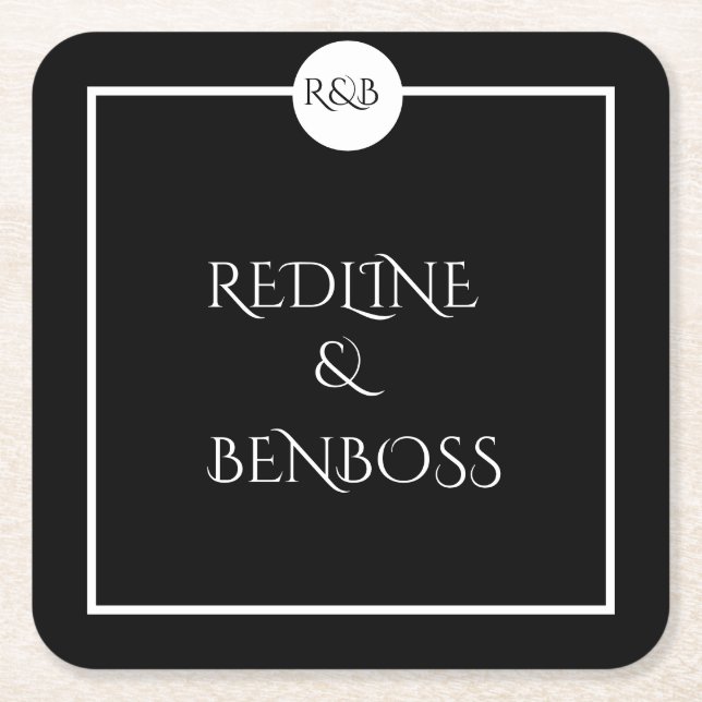 Minimalist Elegant Black & White Wedding  Rechteckiger Pappuntersetzer (Vorderseite)