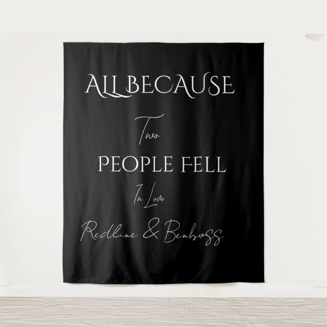 Minimalist Elegant Black & White Wedding Wandteppich (Vorderseite)