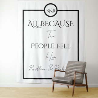 Minimalist Elegant Black & White Wedding Wandteppich