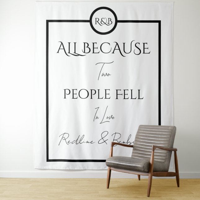 Minimalist Elegant Black & White Wedding Wandteppich (Beispiel)