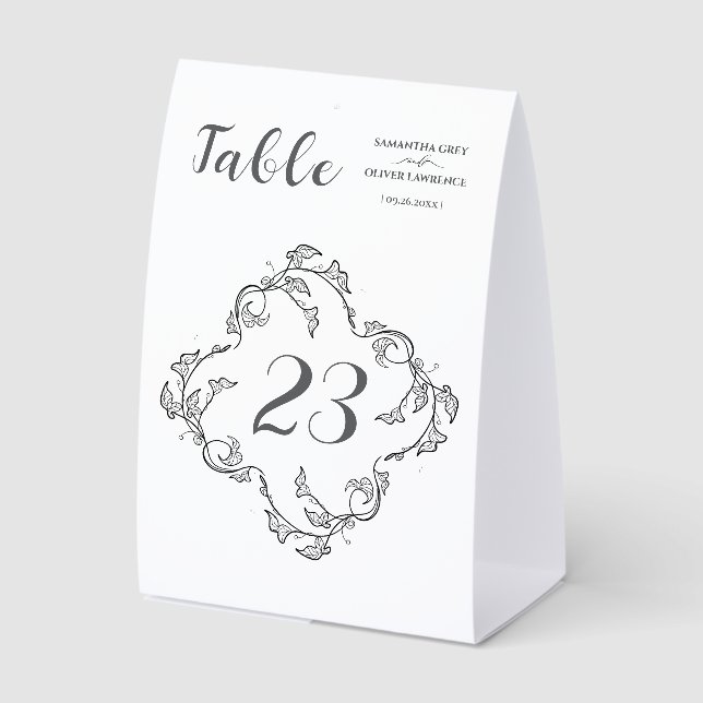 Minimalist Elegant Botanical Wedding Table Card Tischaufsteller (Vorderseite)