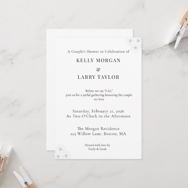 Minimalist elegant couple shower invitation card einladung (Vorderseite/Rückseite Beispiel)